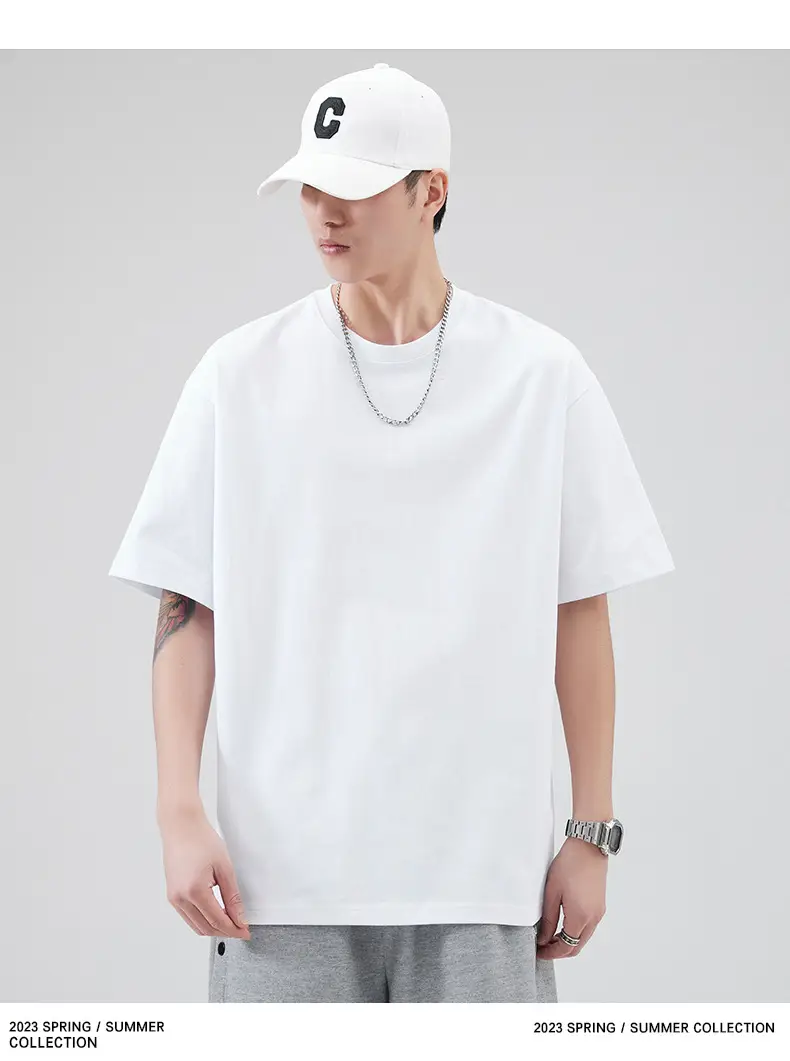 Men's Pure Cotton Summer T-Shirt Orange Loose Crewneck — feature 73