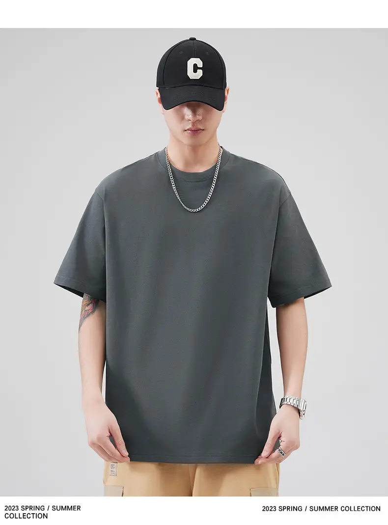 Men's Pure Cotton Summer T-Shirt Orange Loose Crewneck — feature 75