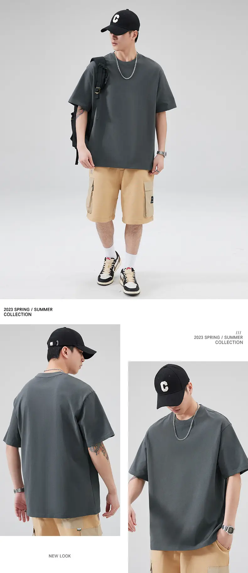 Men's Pure Cotton Summer T-Shirt Orange Loose Crewneck — feature 76
