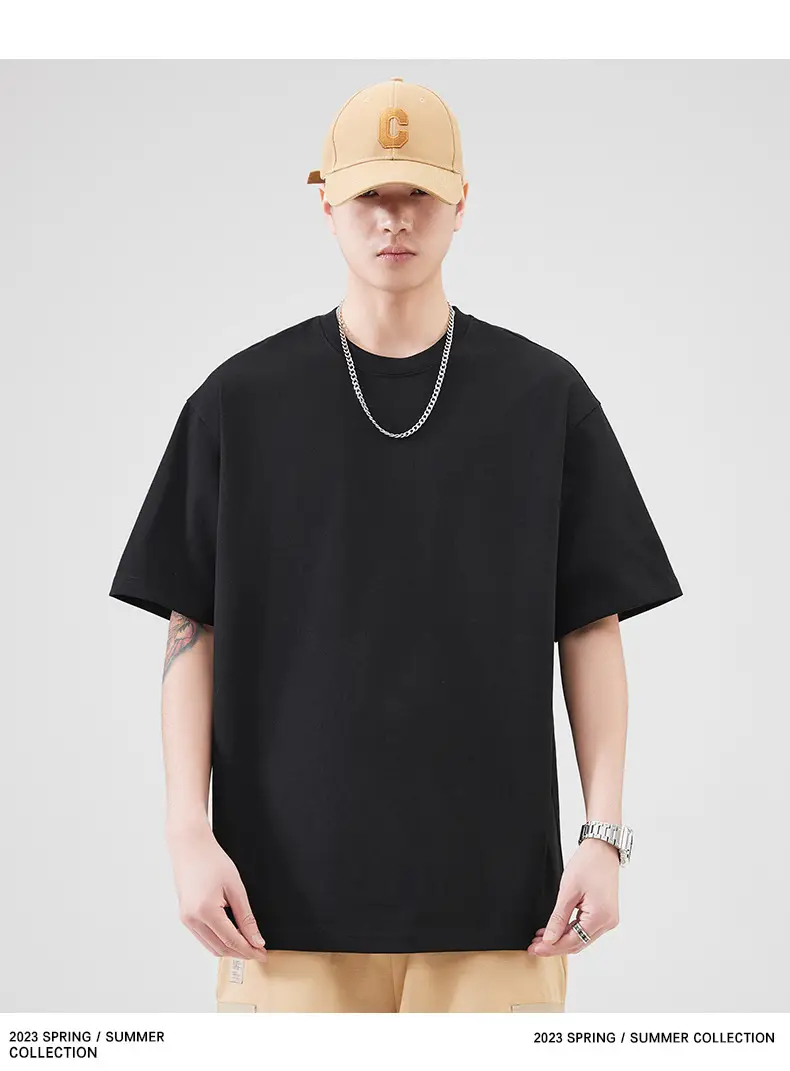 Men's Pure Cotton Summer T-Shirt Orange Loose Crewneck — feature 77