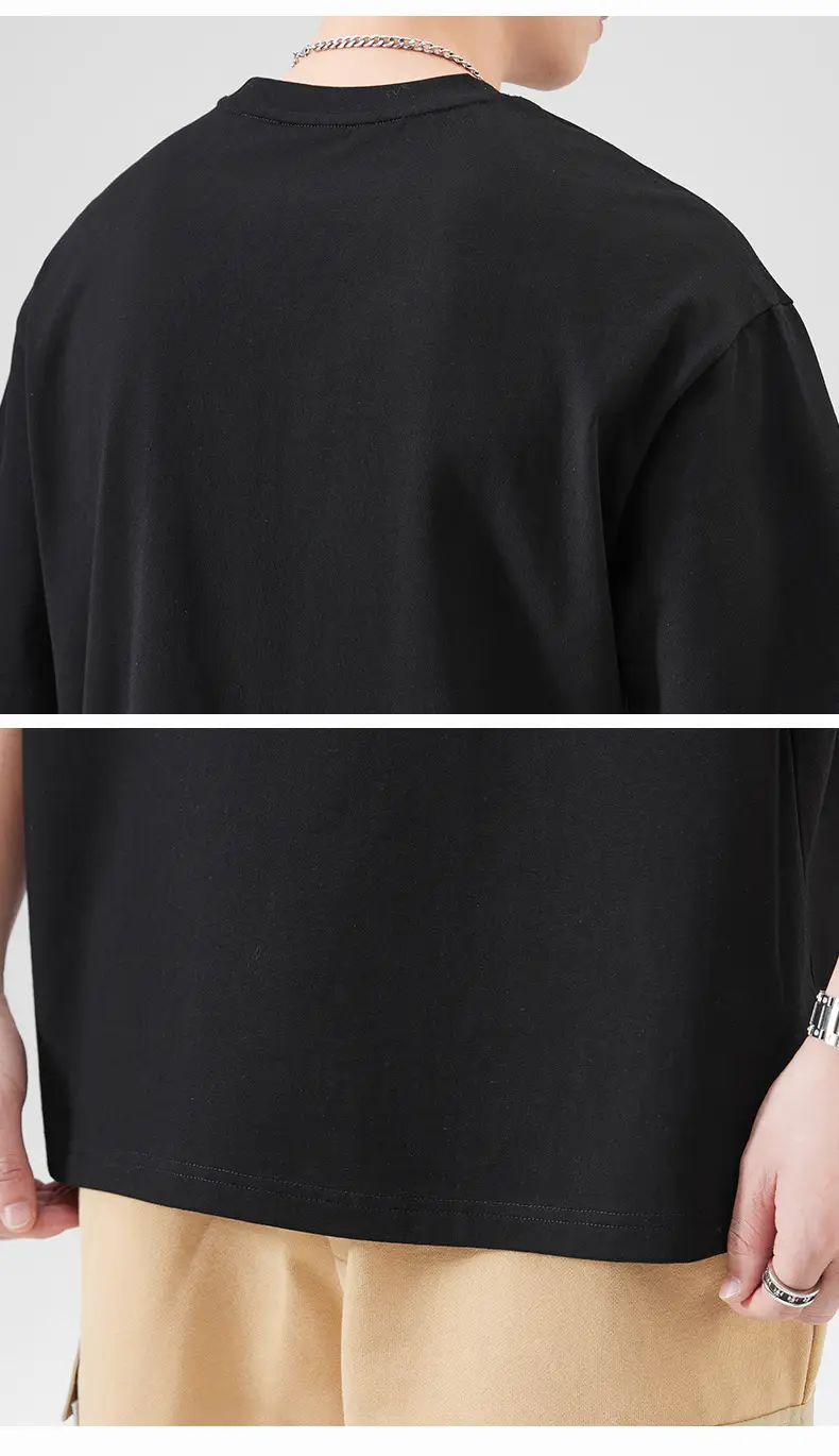 Men's Pure Cotton Summer T-Shirt Orange Loose Crewneck — feature 80