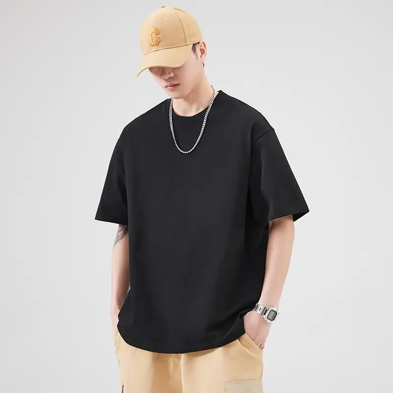 Men's Pure Cotton Summer T-Shirt Orange Loose Crewneck - Image 2