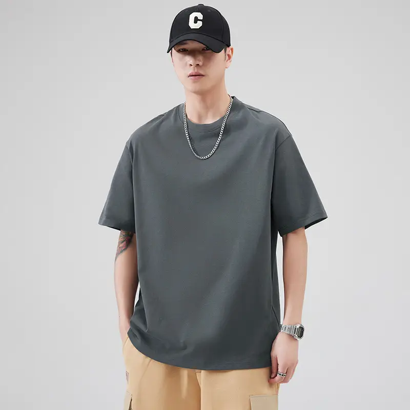 Men's Pure Cotton Summer T-Shirt Orange Loose Crewneck - Image 3