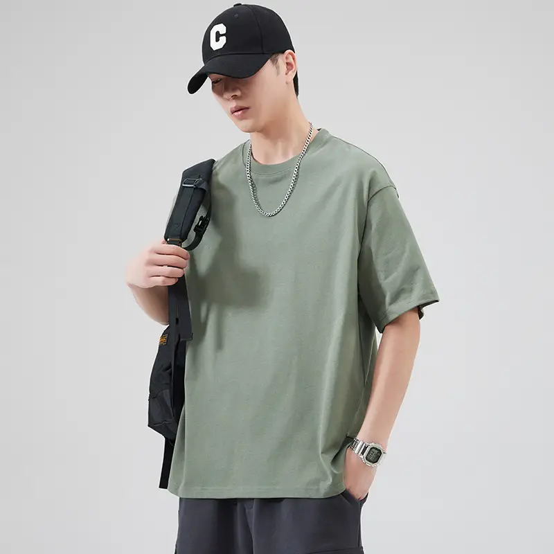Men's Pure Cotton Summer T-Shirt Orange Loose Crewneck - Image 4