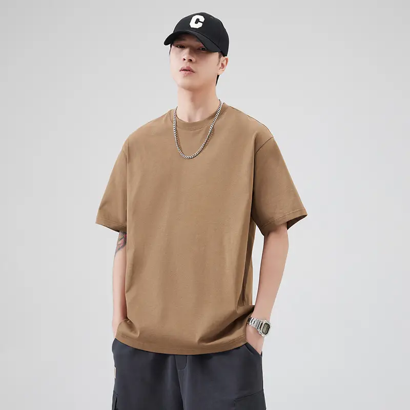 Men's Pure Cotton Summer T-Shirt Orange Loose Crewneck - Image 5