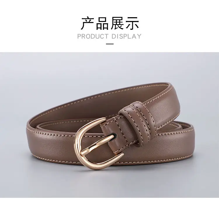 Women's Real Cowhide Belt with Metal Buckle - Brown, Beige, Black β feature 14