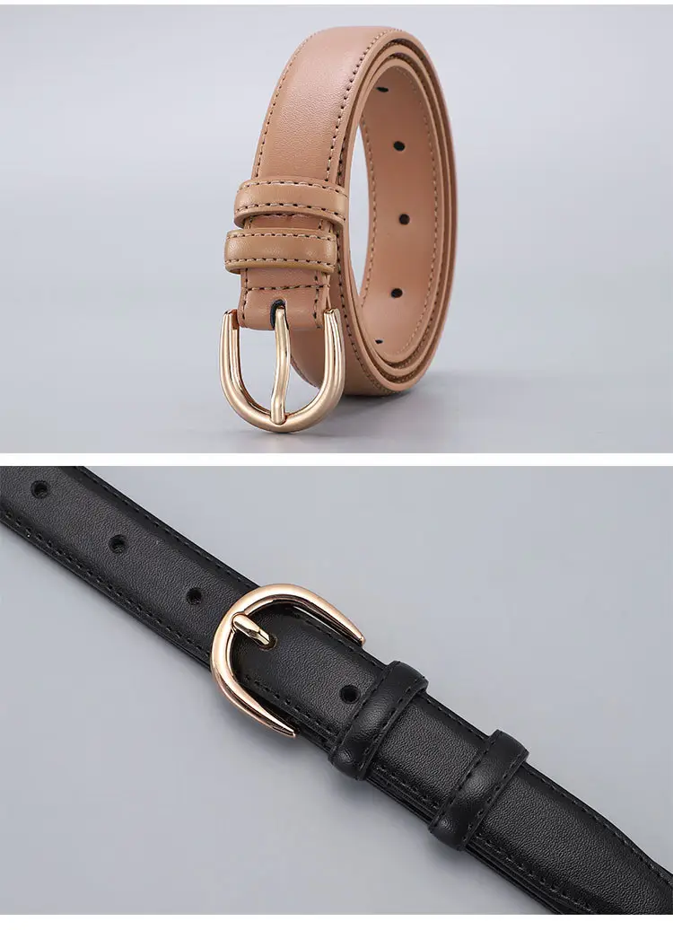 Women's Real Cowhide Belt with Metal Buckle - Brown, Beige, Black β feature 16