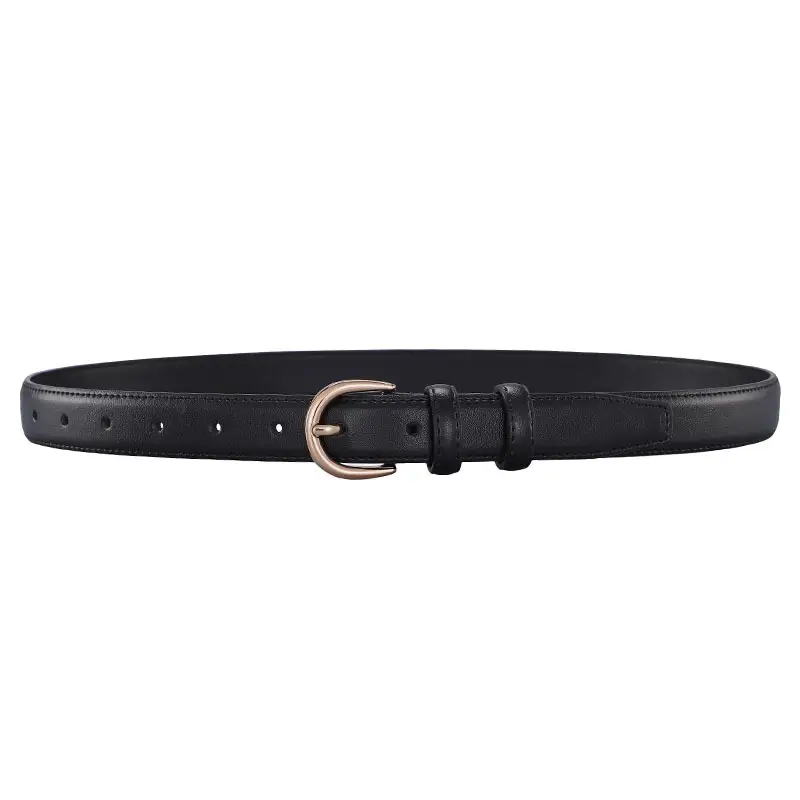 Women's Real Cowhide Belt with Metal Buckle - Brown, Beige, Black