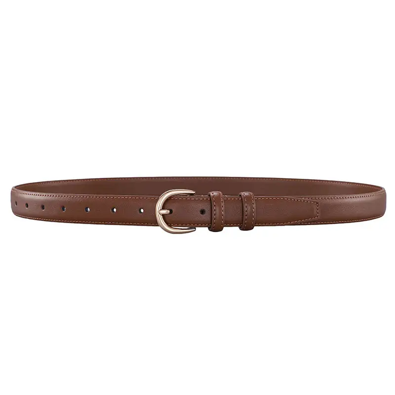 Women's Real Cowhide Belt with Metal Buckle - Brown, Beige, Black - Image 2