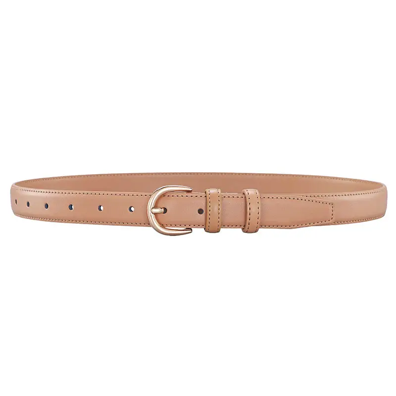 Women's Real Cowhide Belt with Metal Buckle - Brown, Beige, Black - Image 3