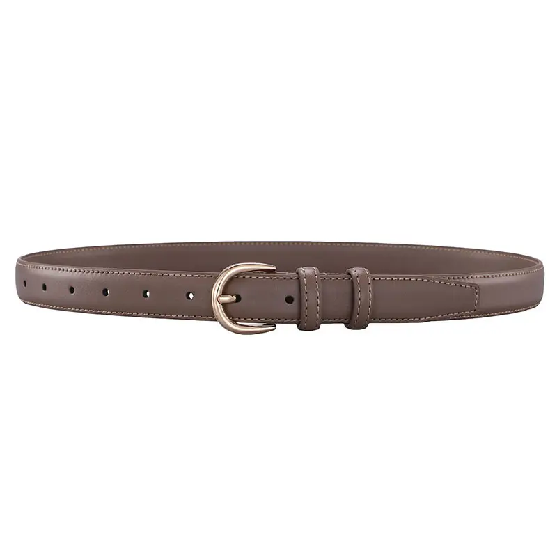 Women's Real Cowhide Belt with Metal Buckle - Brown, Beige, Black - Image 4