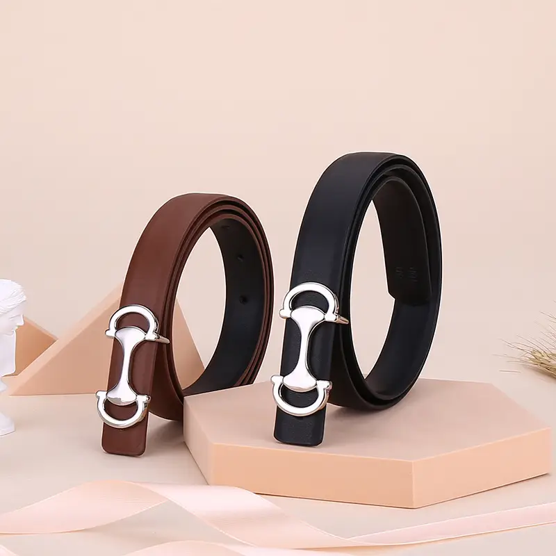 Women's Navy Blue Anchor Buckle Belt with Smooth Cowhide Leather - Image 9