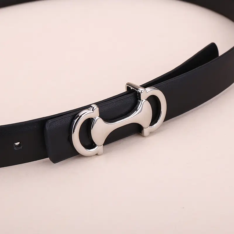 Women's Navy Blue Anchor Buckle Belt with Smooth Cowhide Leather - Image 10