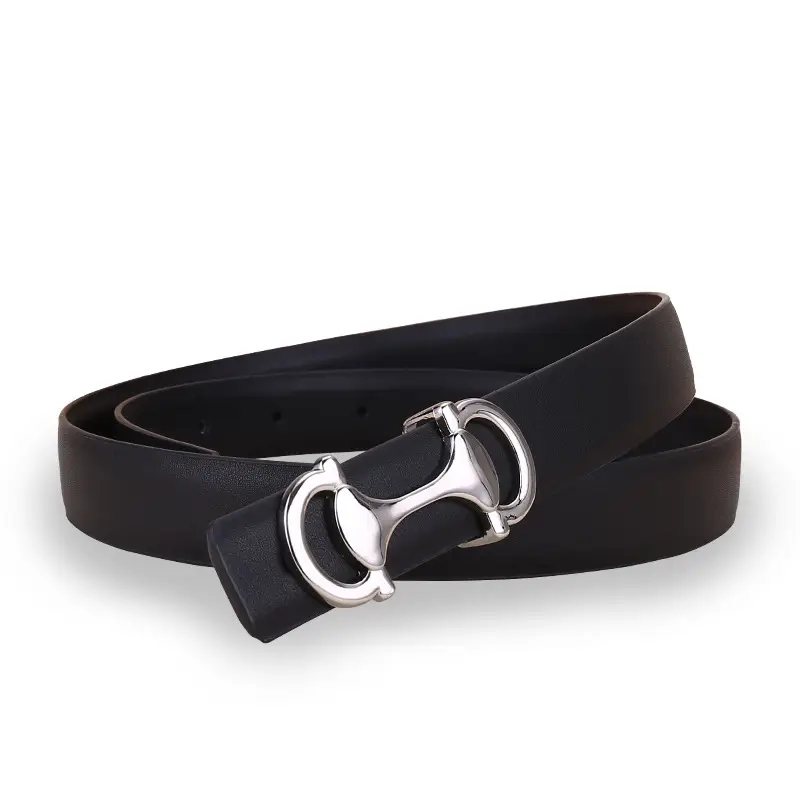 Women's Navy Blue Anchor Buckle Belt with Smooth Cowhide Leather - Image 12