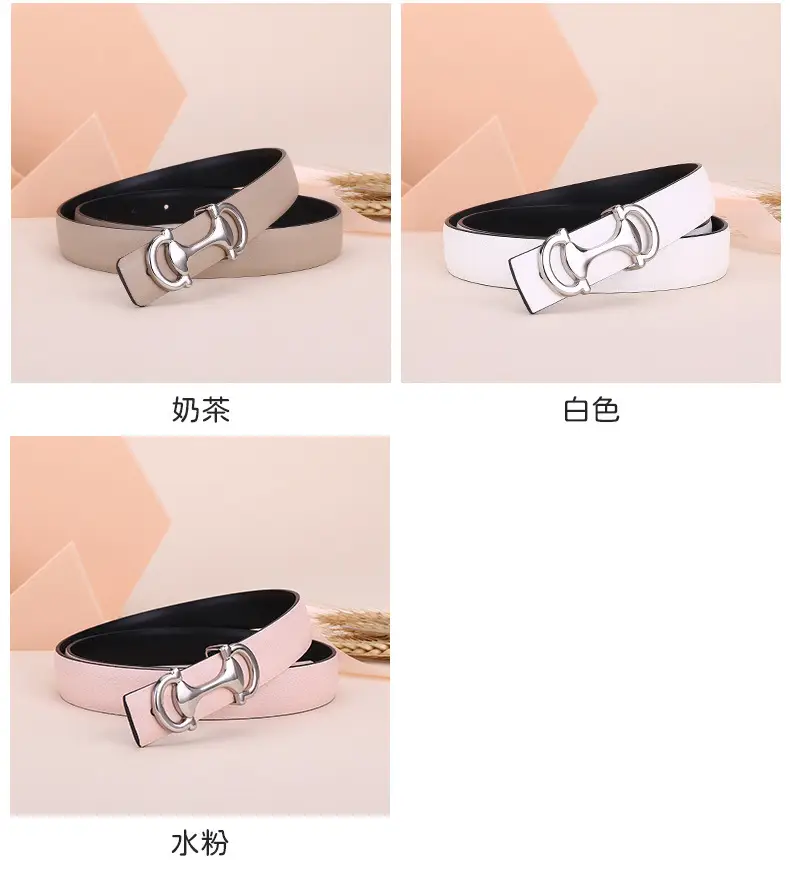 Women's Navy Blue Anchor Buckle Belt with Smooth Cowhide Leather — feature 13