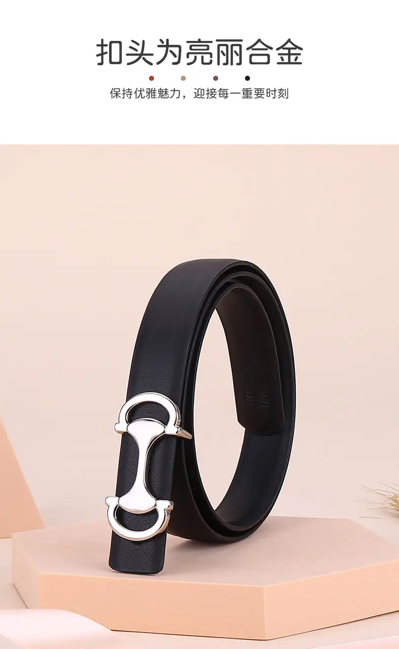 Women's Navy Blue Anchor Buckle Belt with Smooth Cowhide Leather — feature 3
