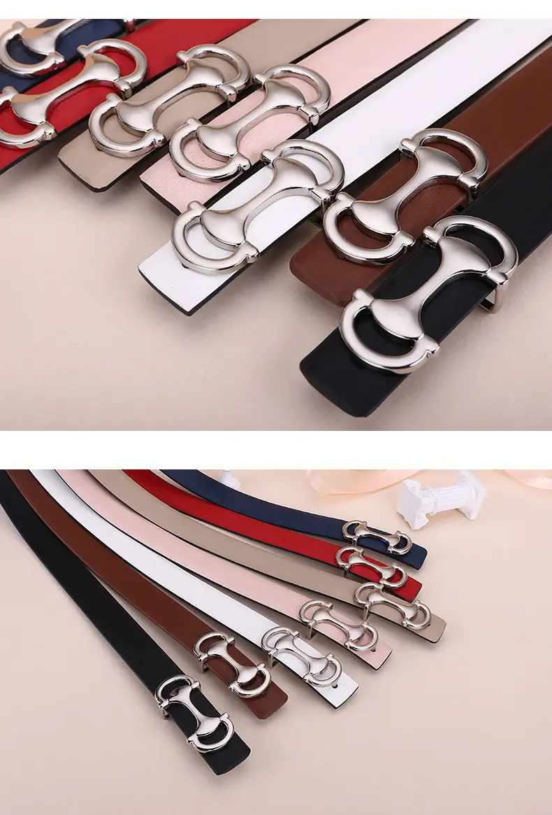 Women's Navy Blue Anchor Buckle Belt with Smooth Cowhide Leather — feature 8