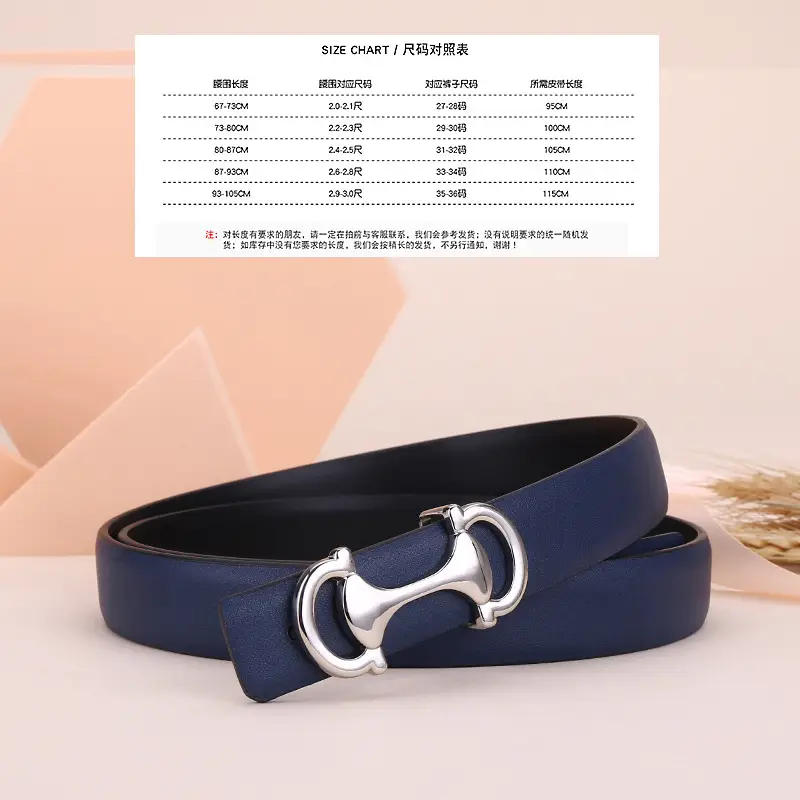 Women's Navy Blue Anchor Buckle Belt with Smooth Cowhide Leather - Image 4