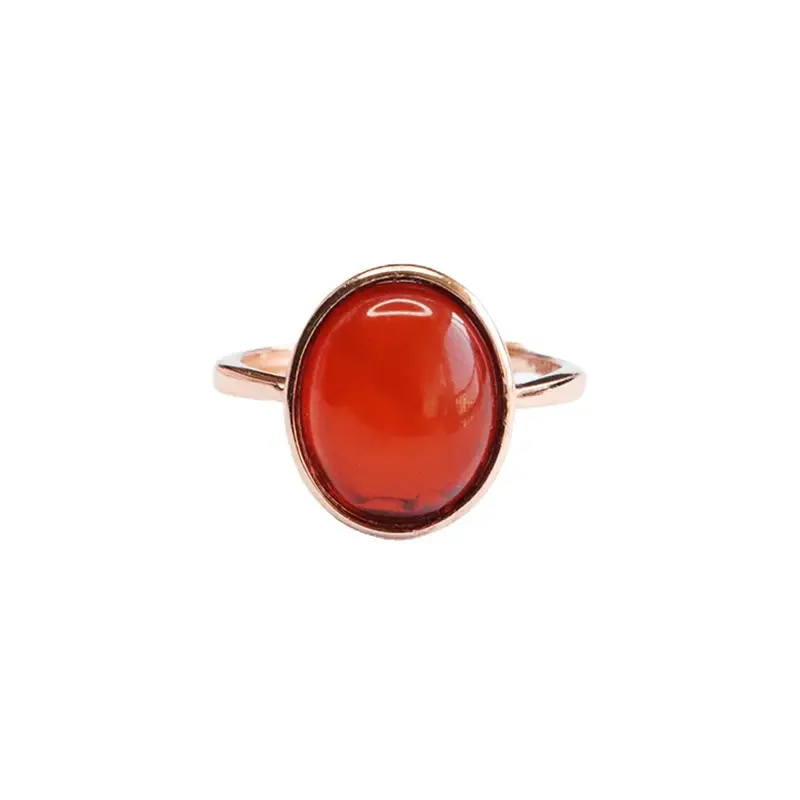 Guan Yu S925 Silver Inlaid Natural Amber Ring - Image 6
