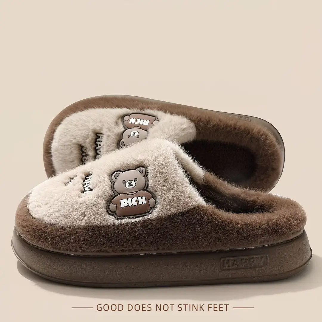 Cotton Slippers for Men and Women, Couple Style, Winter Fleece-Lined Warm Maternity Slippers, Indoor Home Slippers for Men, Cute Fluffy Cotton Slippers