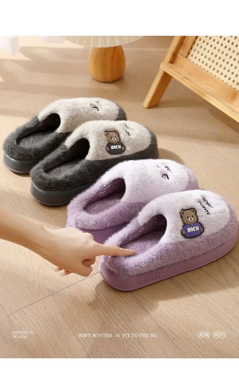 Cotton Slippers for Men and Women, Couple Style, Winter Fleece-Lined Warm Maternity Slippers, Indoor Home Slippers for Men, Cute Fluffy Cotton Slippers — feature 11