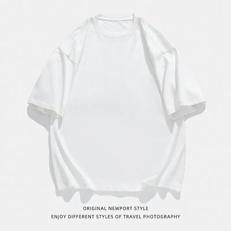 300g White Cotton T-Shirt Men Women Summer - Image 9