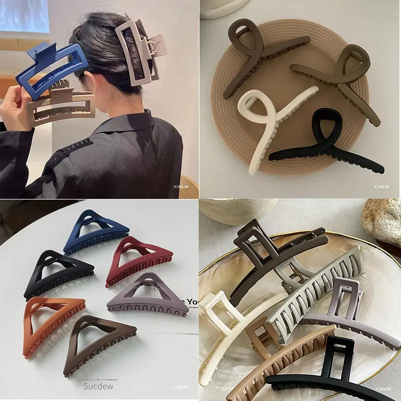 Simple Frosted Triangle Hair Grab Clip Women's Fashionable Back Head Hairpin