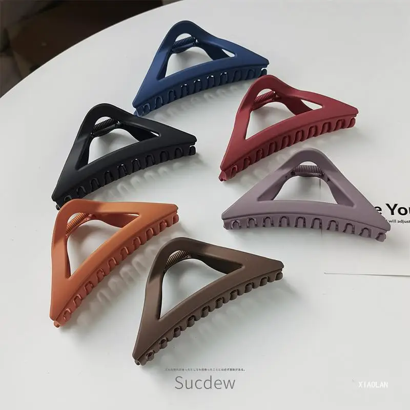 Simple Frosted Triangle Hair Grab Clip Women's Fashionable Back Head Hairpin