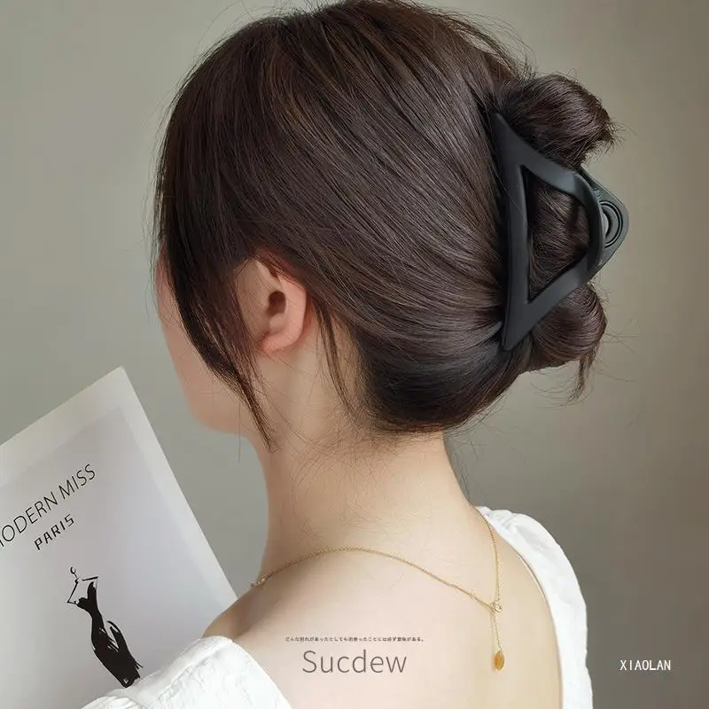 Simple Frosted Triangle Hair Grab Clip Women's Fashionable Back Head Hairpin