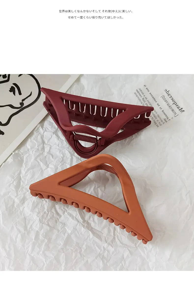 Simple Frosted Triangle Hair Grab Clip Women's Fashionable Back Head Hairpin — feature 23
