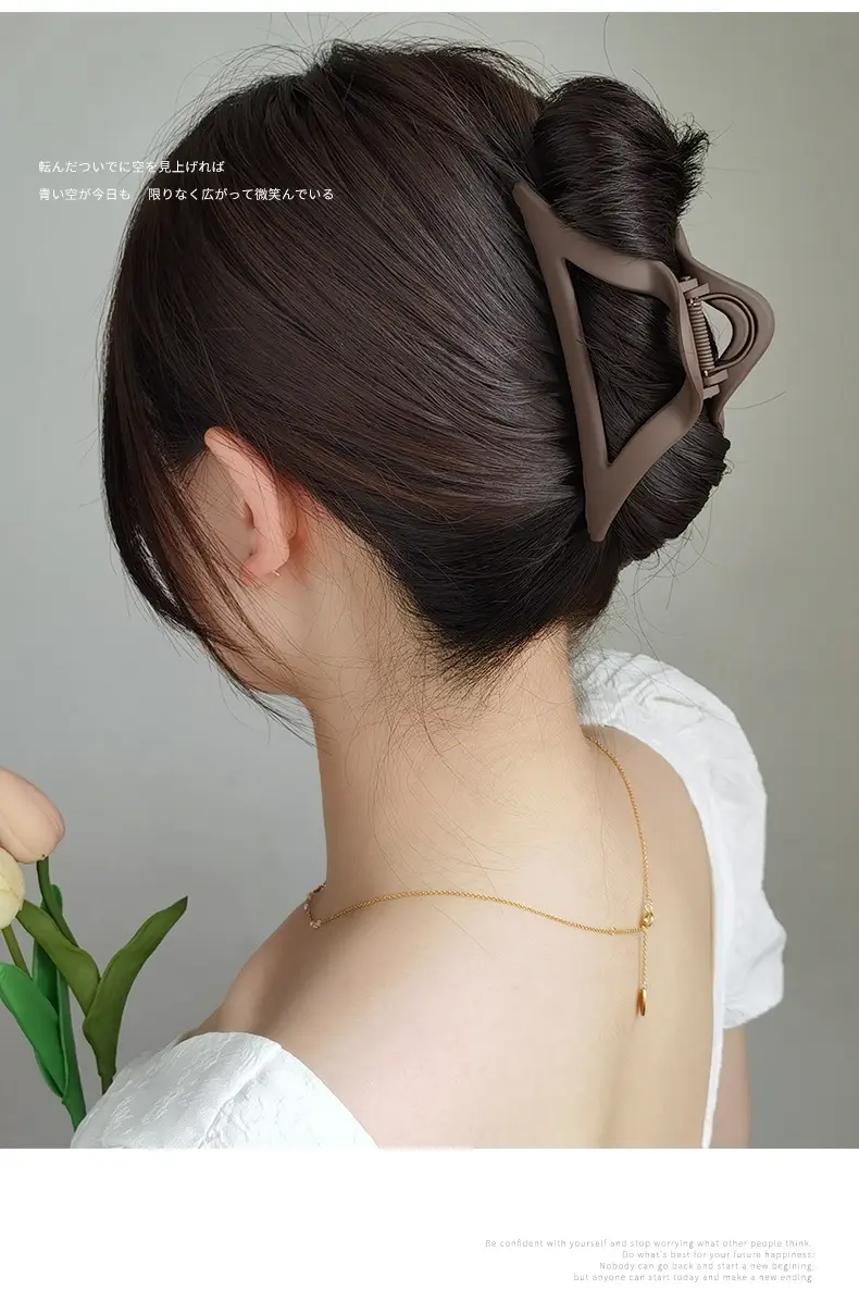 Simple Frosted Triangle Hair Grab Clip Women's Fashionable Back Head Hairpin — feature 24