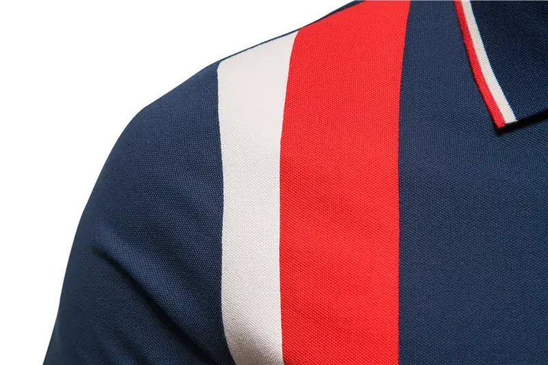Men White Short Sleeve Polo Shirt with Striped Sleeves — feature 8