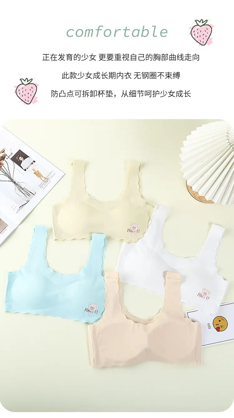 Girls' Traceless Underwear Set with Cute Bear Embroidery — feature 3