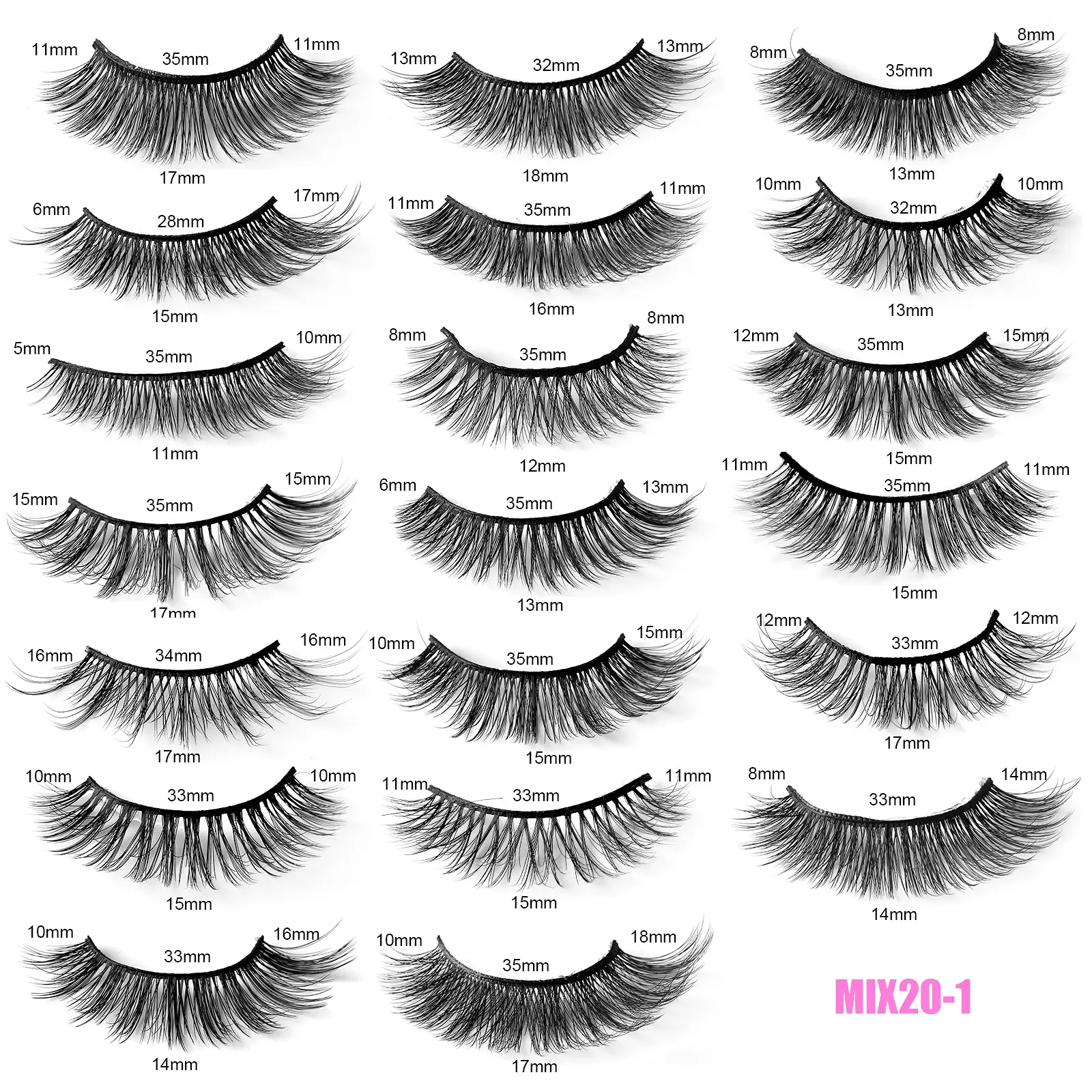False Eyelashes 20 Pairs Mixed Natural Thick Chemical Fiber Wholesale - Image 7