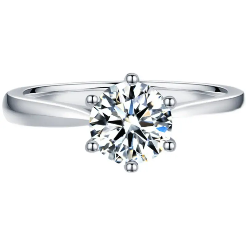 Clearance Mosan Diamond Ring Women's Platinum Six Claw Design
