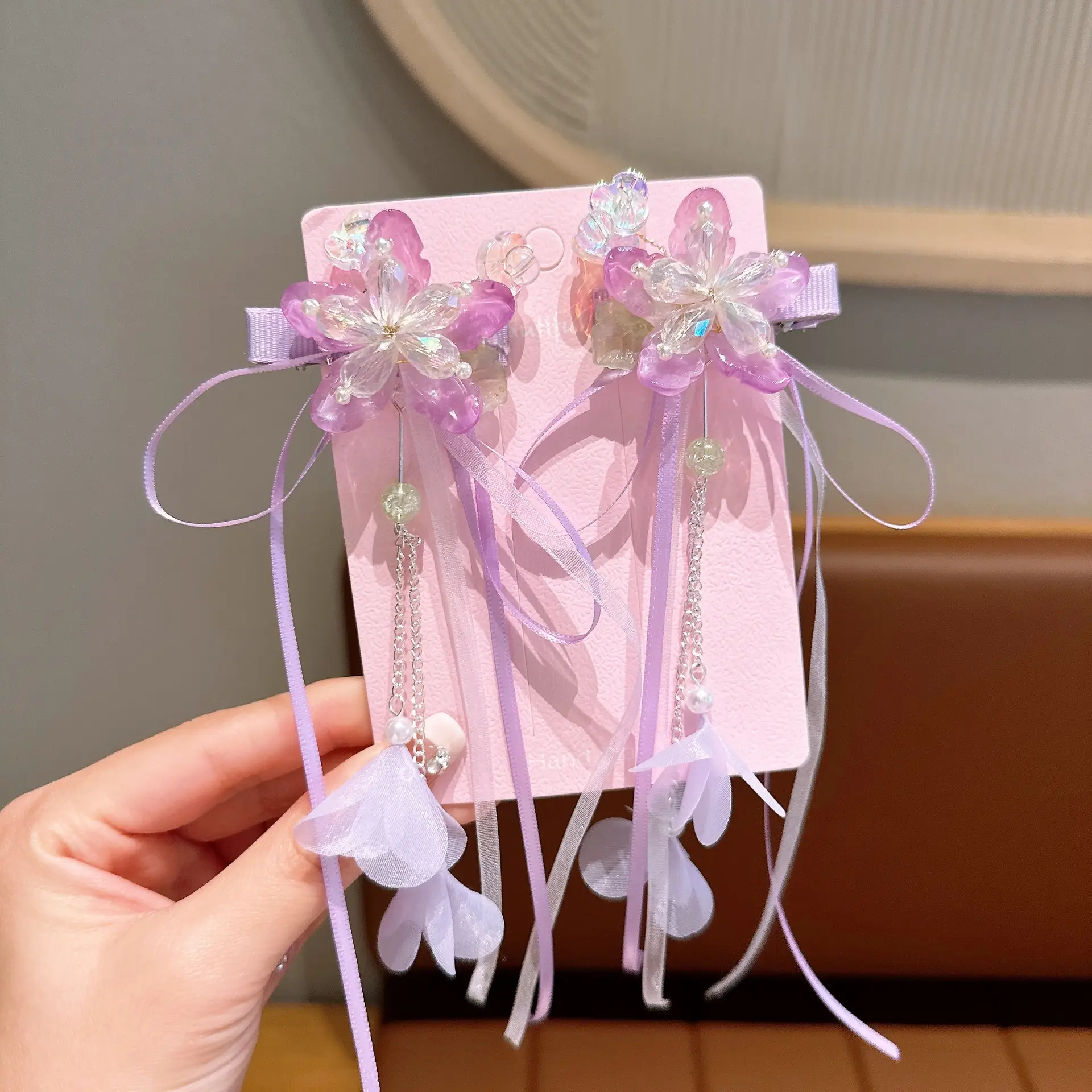 Girls' Tassel Hairpins & Bowknots Set - Image 2