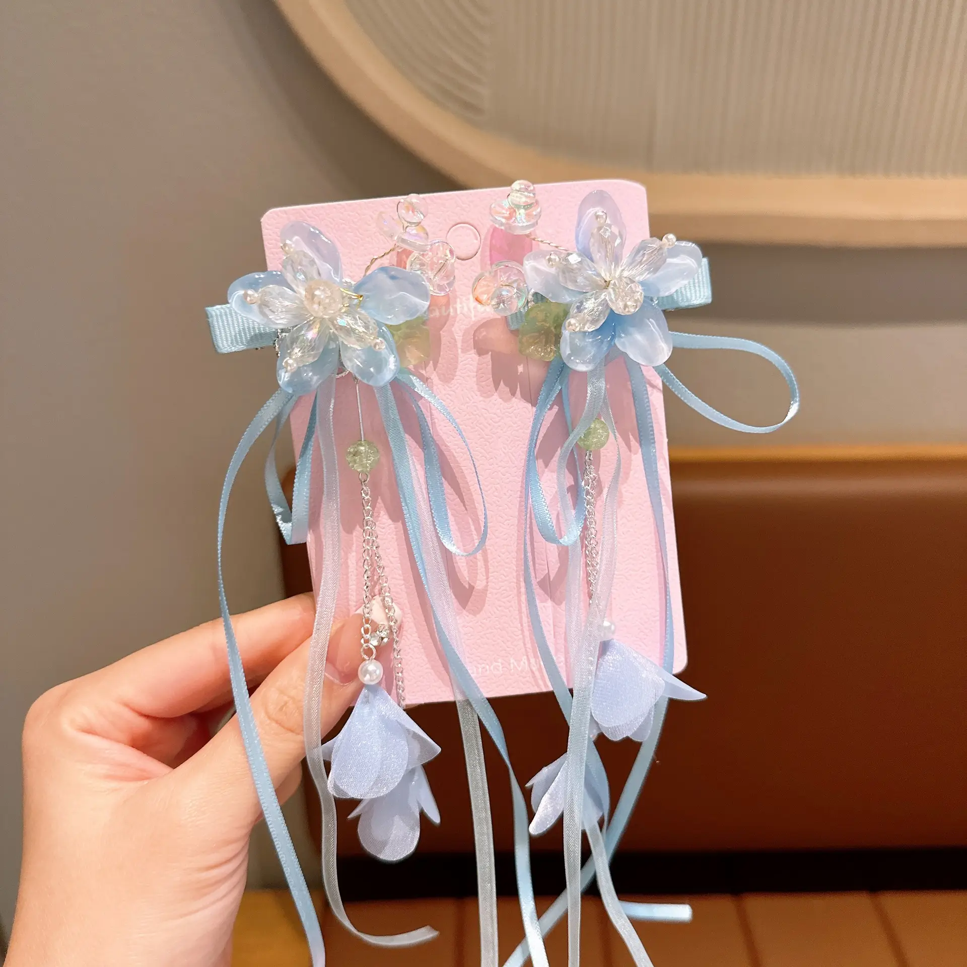 Girls' Tassel Hairpins & Bowknots Set - Image 3