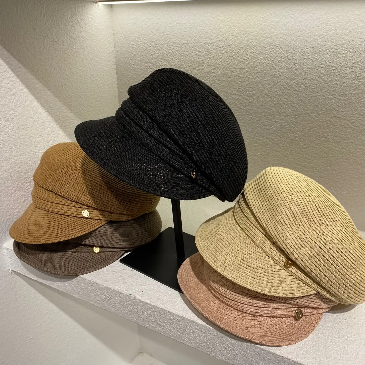 New Summer Korean Straw Woven Fold Label Sunscreen Hat for Women