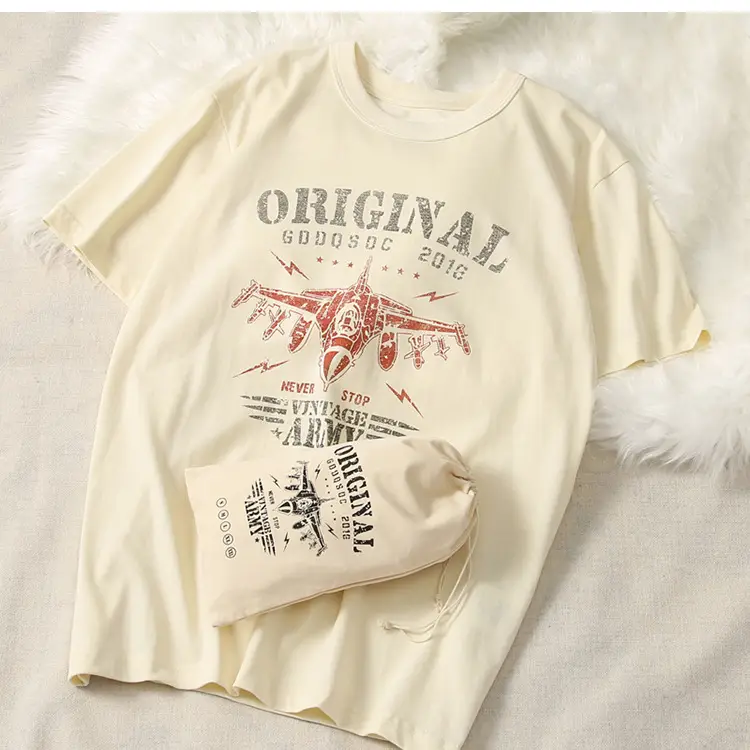 Men Blue Motorcycle Printed T-Shirt with Guochao Bag — feature 5