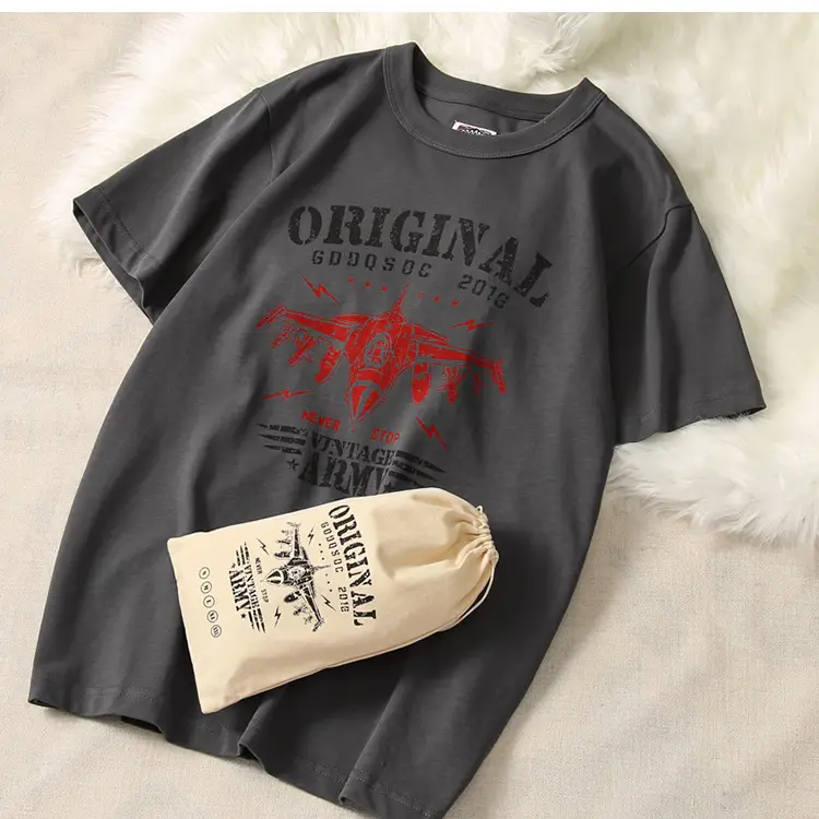 Men Blue Motorcycle Printed T-Shirt with Guochao Bag — feature 6