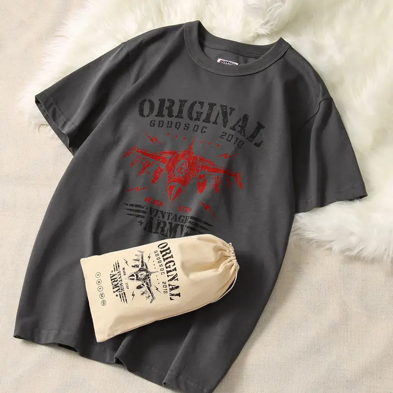 Men Blue Motorcycle Printed T-Shirt with Guochao Bag - Image 2