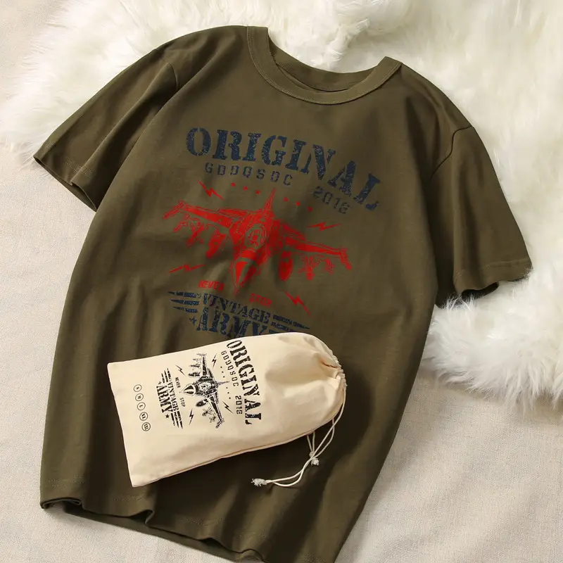 Men Blue Motorcycle Printed T-Shirt with Guochao Bag - Image 3