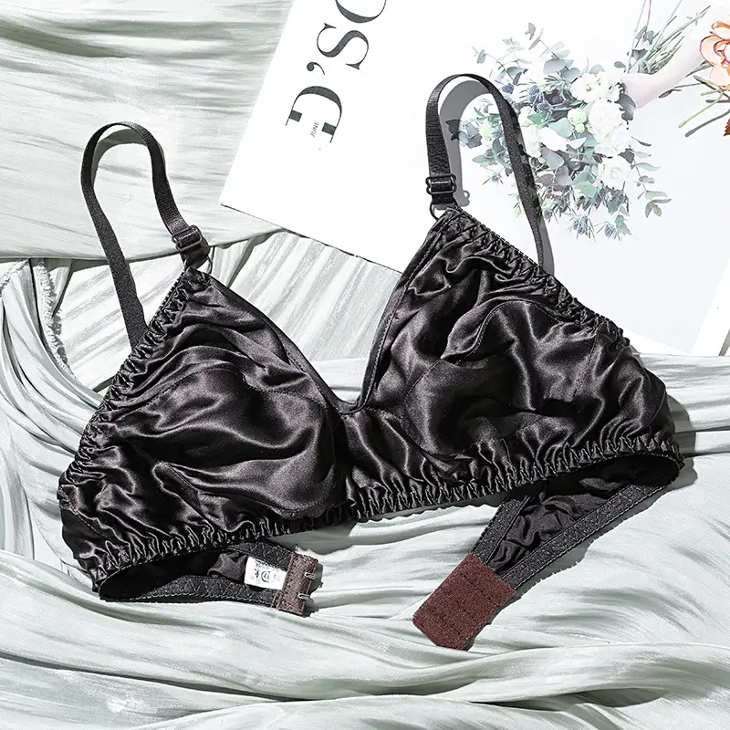 Silk Bra No Sponge No Steel Ring Thin Mulberry Silk Bra Seamless Underwear Women's Large Size Breathable Silk Bra