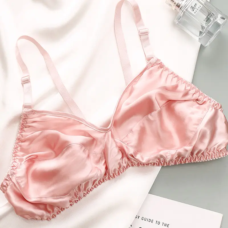 Silk Bra No Sponge No Steel Ring Thin Mulberry Silk Bra Seamless Underwear Women's Large Size Breathable Silk Bra