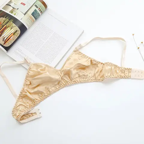 Silk Bra No Sponge No Steel Ring Thin Mulberry Silk Bra Seamless Underwear Women's Large Size Breathable Silk Bra