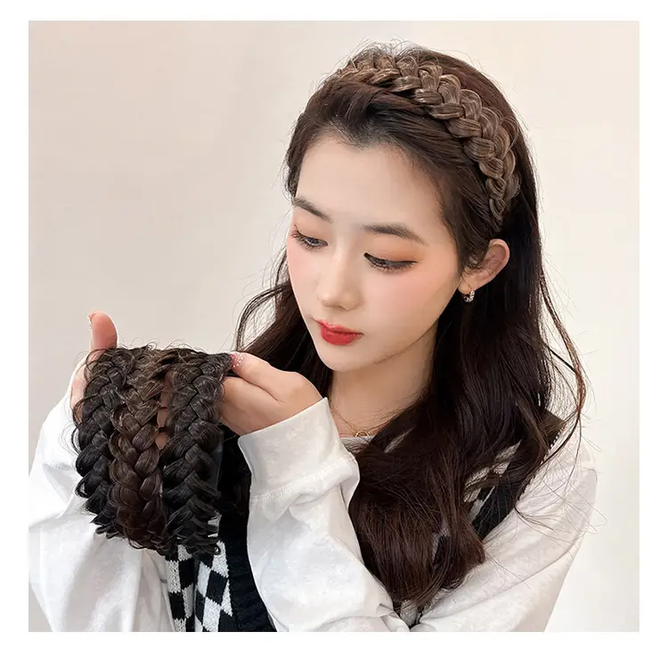 Pearl Fishbone Braided Pearl Hair Hoop Women — feature 8
