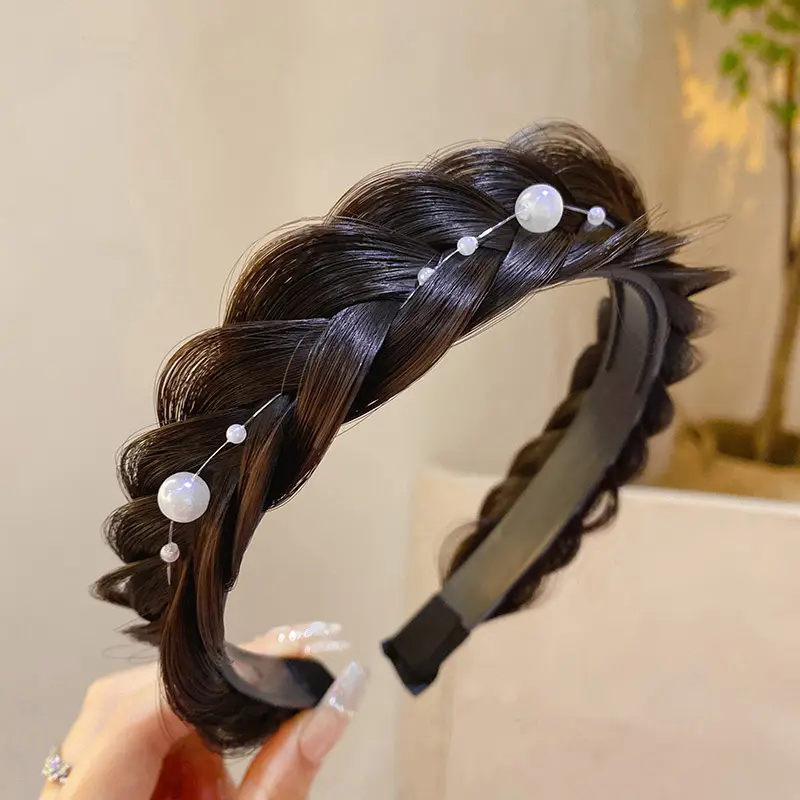 Pearl Fishbone Braided Pearl Hair Hoop Women