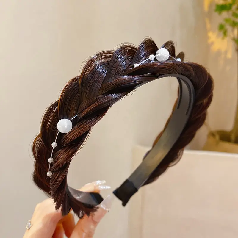 Pearl Fishbone Braided Pearl Hair Hoop Women