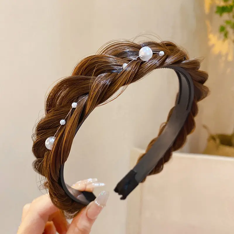 Pearl Fishbone Braided Pearl Hair Hoop Women