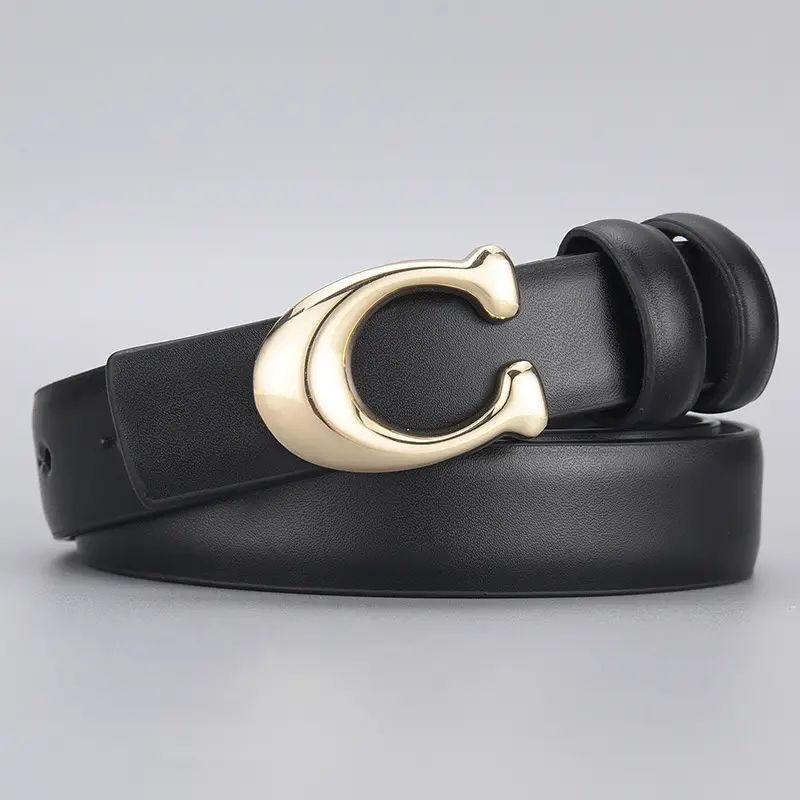 Black C-Shape Buckle Belt for Women
